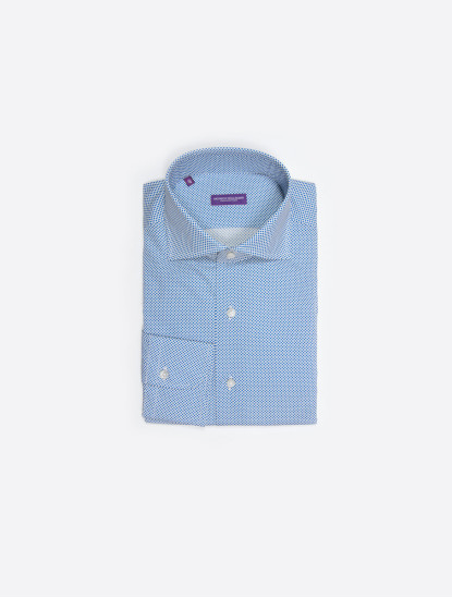 Patrick Hellmann CollectionBlue Shirt With Small Rhombus Patternimage968